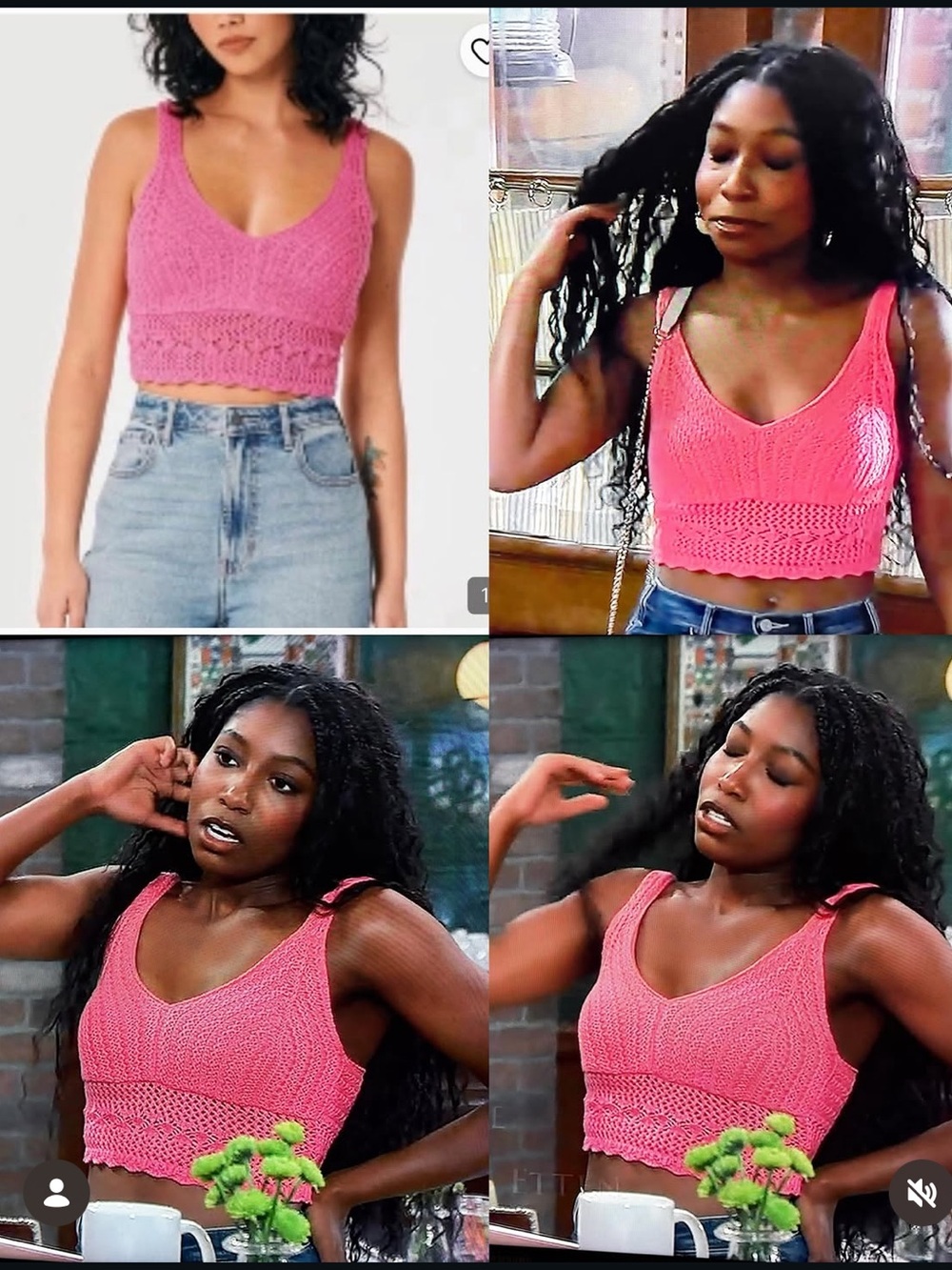 Zara Pink Crochet Bralette Top